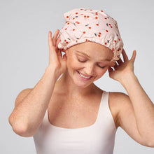 Load image into Gallery viewer, KITSCH - Satin-Lined Flexi Shower Cap - Cherry Print