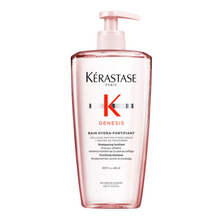 Load image into Gallery viewer, Kérastase Genesis Bain Hydra-Fortifiant Shampoo value size 500ml on a white background, lightweight fortifying shampoo that gently cleanses and strengthens weakened hair prone to breakage.