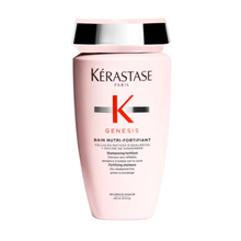 Load image into Gallery viewer, Kérastase Genesis Bain Nutri-Fortifiant Shampoo full size 250ml on a white background, fortifying shampoo that gently cleanses and strengthens weakened hair prone to breakage.