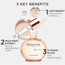 Load image into Gallery viewer, Kérastase Gloss Absolu Glaze Drops Hair Oil highlighting high-shine benefit, showing smooth, reflective, glass-like finish on styled hair.