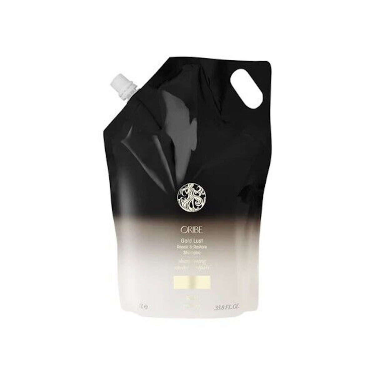 Oribe Gold Lust Repair & Restore Shampoo for damaged hair — 33.8 oz liter refill.