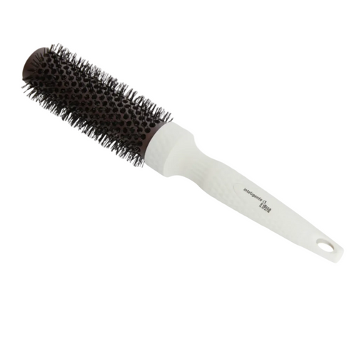 Ibiza Hair Inteligente i3 33mm Smart Ceramic round brush shown in diagonal view for soft volume blowout styling