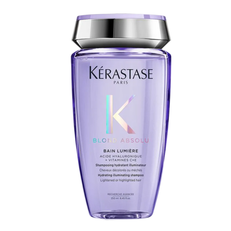 Kérastase Blond Absolu Bain Lumière shampoo full size 250ml front bottle view showing lightweight gel texture formula