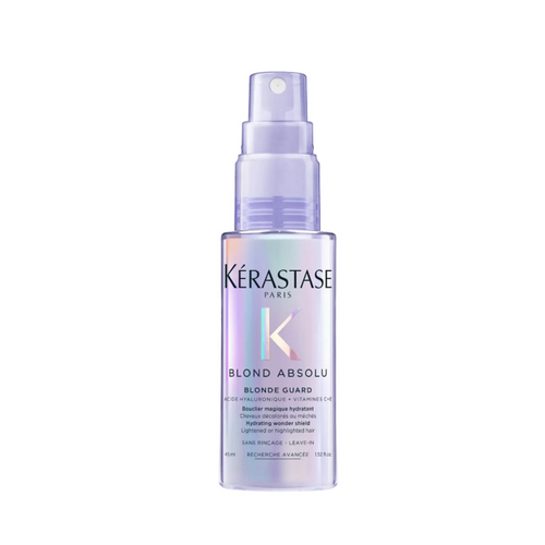 Kérastase Blond Absolu Blonde Guard hydrating leave-in spray for highlighted blonde hair — 45ml travel size.
