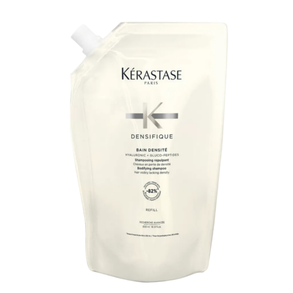 Kérastase Densifique Bain Densité shampoo for fine or thinning hair — 500ml refill pouch.