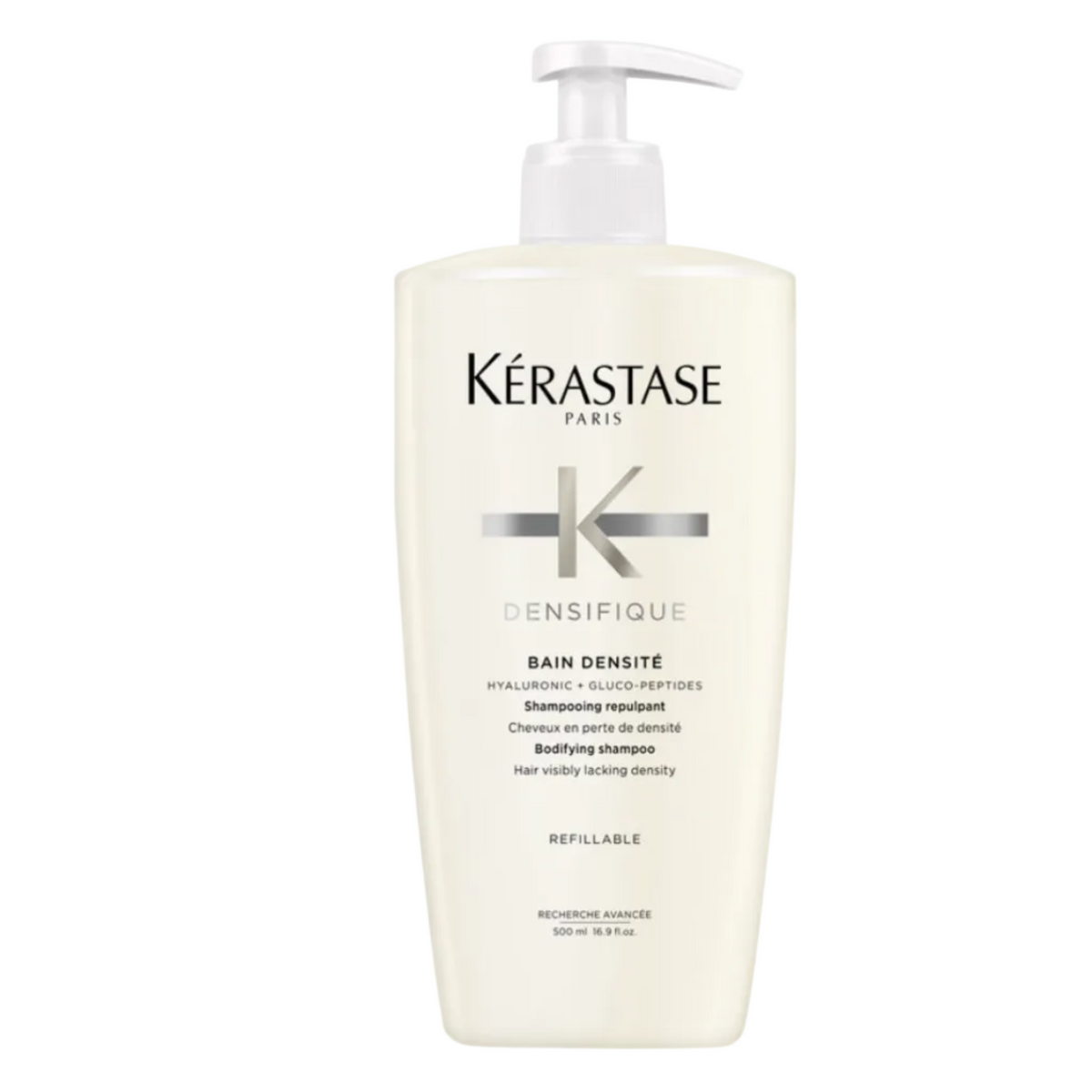 Kérastase Densifique Bain Densité shampoo for fine or thinning hair — 500ml value size.