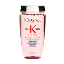 Load image into Gallery viewer, Kérastase Genesis Bain Hydra-Fortifiant Shampoo full size 250ml on a white background, lightweight fortifying shampoo that gently cleanses and strengthens weakened hair prone to breakage.
