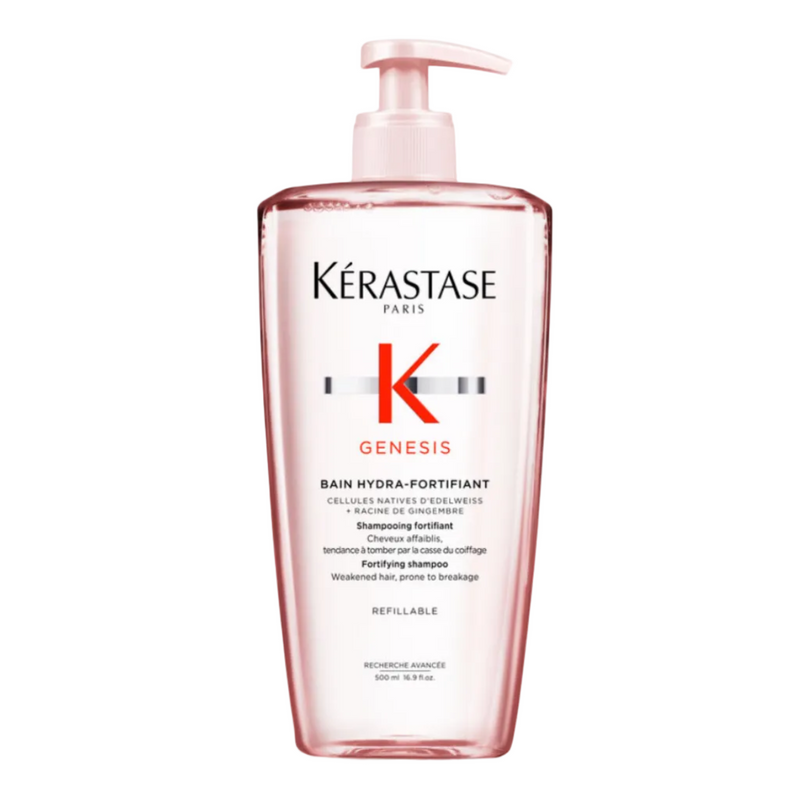 Kérastase Genesis Bain Hydra-Fortifiant strengthening shampoo for fine or oily weakened hair — 500ml value size.