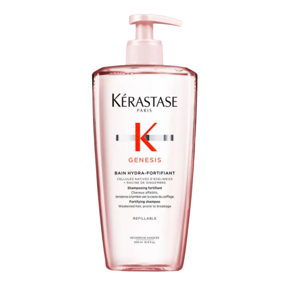 Kérastase Genesis Bain Hydra-Fortifiant strengthening shampoo for fine or oily weakened hair — 500ml value size.
