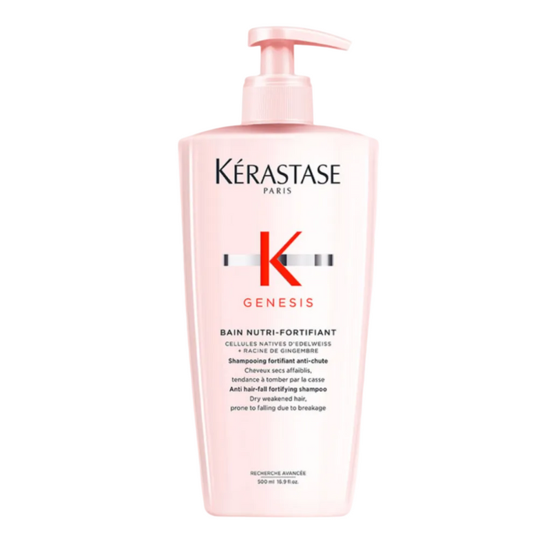 Kérastase Genesis Bain Nutri-Fortifiant nourishing strengthening shampoo for dry weakened hair — 500ml value size.