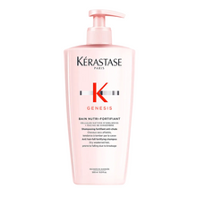 Load image into Gallery viewer, Kérastase Genesis Bain Nutri-Fortifiant Shampoo value size 500ml on a white background, fortifying shampoo that gently cleanses and strengthens weakened hair prone to breakage.
