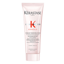 Load image into Gallery viewer, Kérastase Genesis Fondant Renforçateur Conditioner travel size 75ml on a white background, lightweight fortifying conditioner that strengthens weakened hair and reduces breakage.
