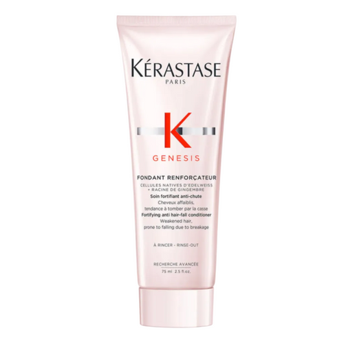 Kérastase Genesis Fondant Renforçateur lightweight strengthening conditioner for weakened hair — 75ml travel size.