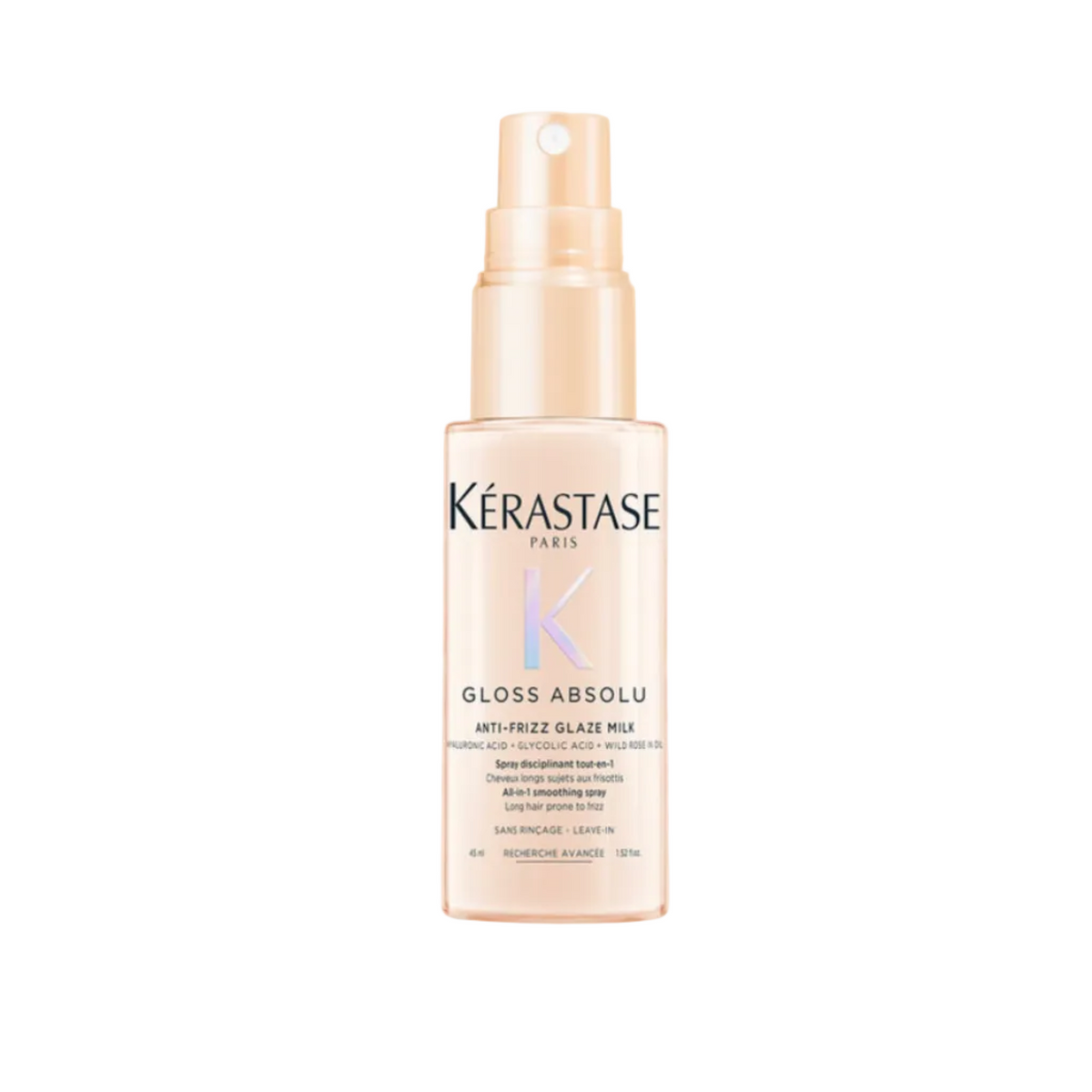 Kérastase Gloss Absolu Anti-Frizz Glaze Milk smoothing spray for frizz prone hair — Travel Size 45ml.