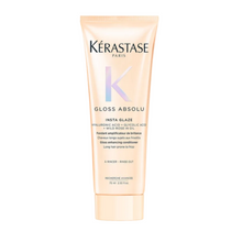 Load image into Gallery viewer, Travel size Kérastase Gloss Absolu Insta Glaze Conditioner 75ml on white background, compact silkening conditioner for frizz control, detangling, and glossy smooth finish on the go.
