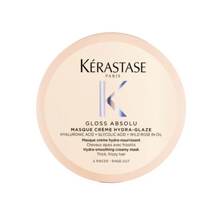 Load image into Gallery viewer, Kérastase Gloss Absolu Masque Crème Hydra-Glaze Anti-Frizz Hair Mask travel size for deep hydration, smoothing, frizz control, and high-shine results
