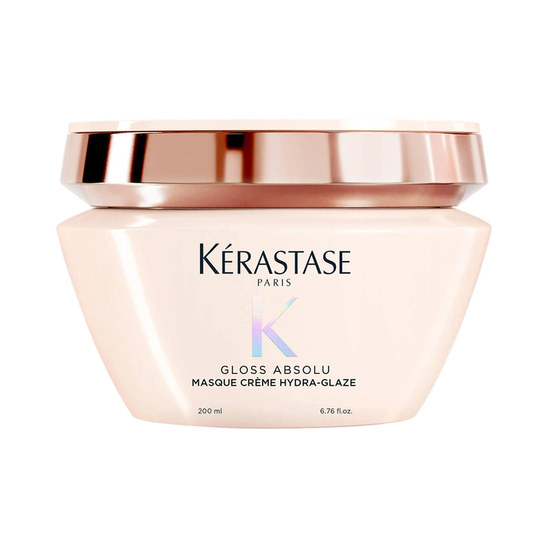 Kérastase Gloss Absolu Masque Crème Hydra-Glaze Anti-Frizz Hair Mask for deep hydration, smoothing, frizz control, and high-shine results