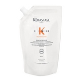 Kérastase Nutritive Bain Satin Riche Shampoo refill size 500ml pouch on a white background, eco-conscious refill format that delivers rich nourishment and gentle cleansing for very dry hair.