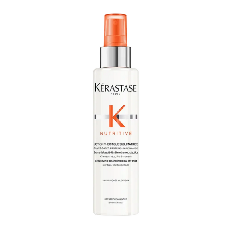 Kérastase Nutritive Lotion Thermique Sublimatrice full size 150ml on a white background, nourishing heat protectant milk that smooths frizz and protects dry hair during blow-drying.