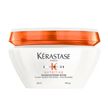 Load image into Gallery viewer, Kérastase Nutritive Masquintense Riche full size 200ml on a white background, intensely nourishing hair mask designed to hydrate very dry medium-to-thick hair.
