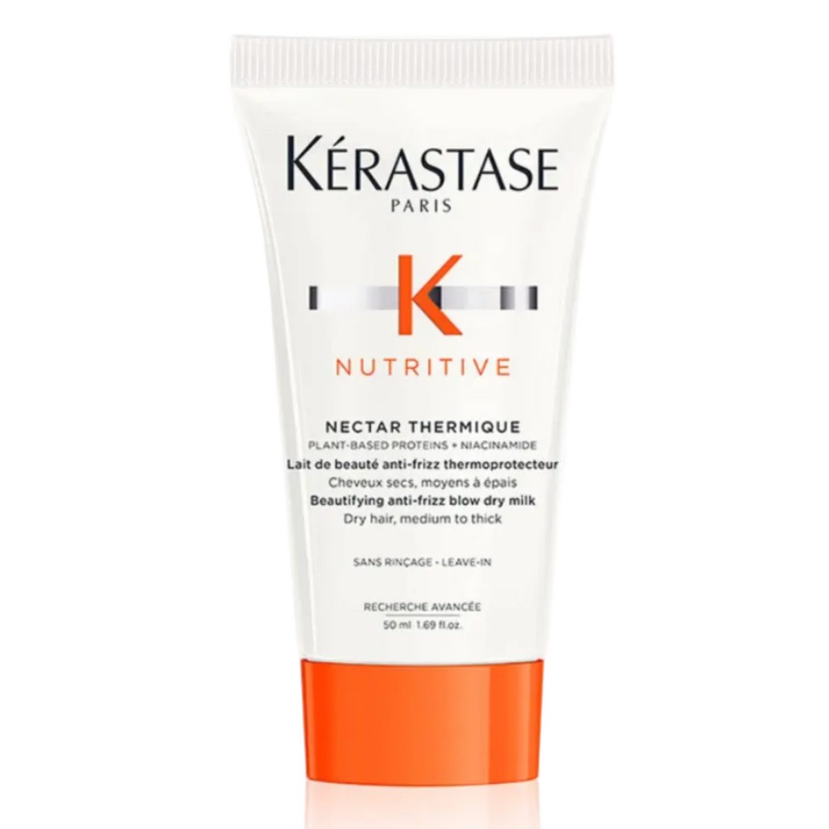 Kérastase Nutritive Nectar Thermique heat protectant cream travel size 50ml front view on white background for dry hair styling protection