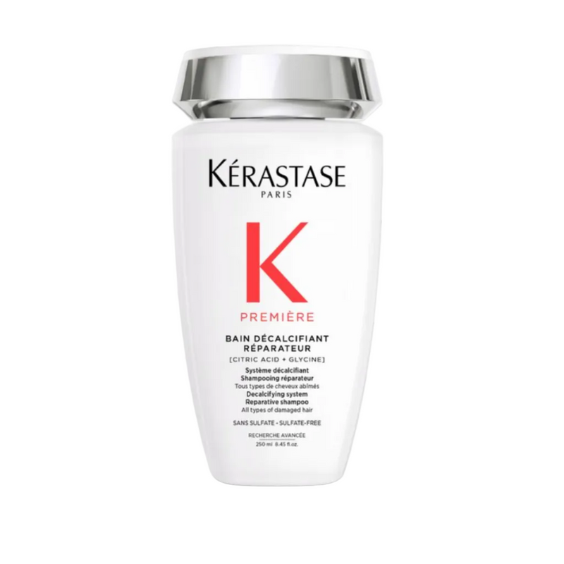 Kérastase Première Bain Décalcifiant Réparateur Shampoo full size on a white background, decalcifying repairing shampoo that gently cleanses and strengthens damaged hair.