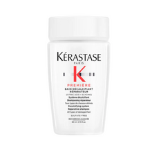 Load image into Gallery viewer, Kérastase Première Bain Décalcifiant Réparateur Shampoo travel size 80ml on a white background, decalcifying repairing shampoo that gently cleanses and strengthens damaged hair.
