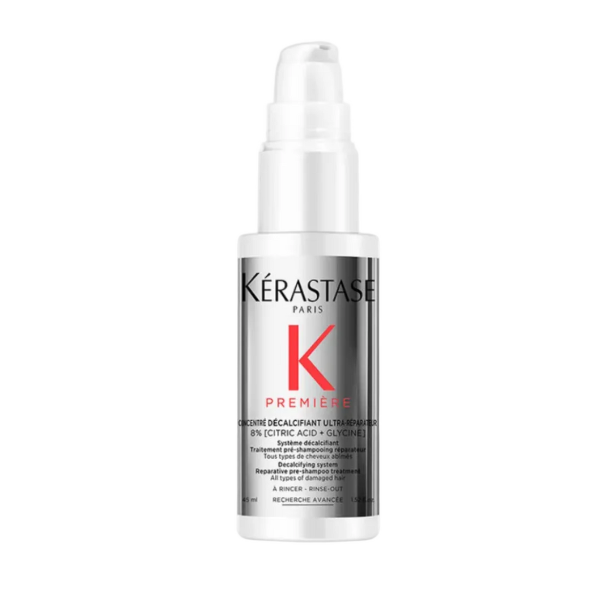Kérastase Première Concentré Décalcifiant Ultra-Réparateur pre shampoo treatment for damaged hair — 45ml travel size.