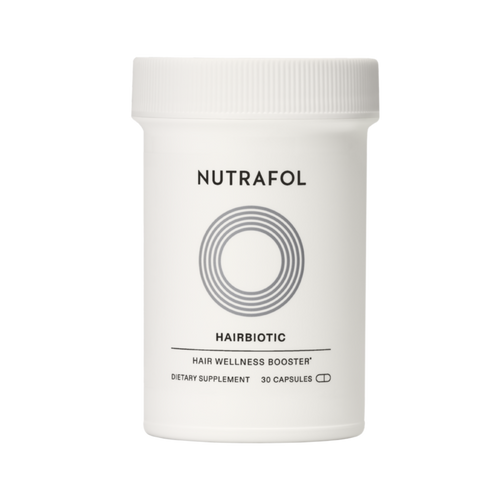 Nutrafol Hairbiotic Hair Wellness Booster bottle with 30 capsules
