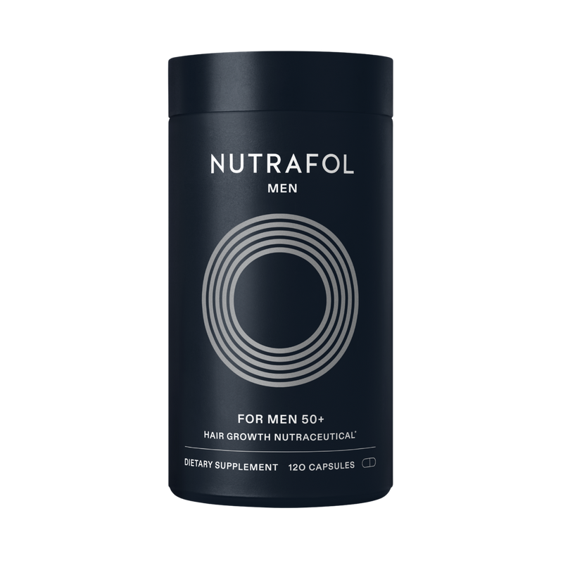 Nutrafol Men 50+ Hair Growth Nutraceutical bottle with 120 capsules
