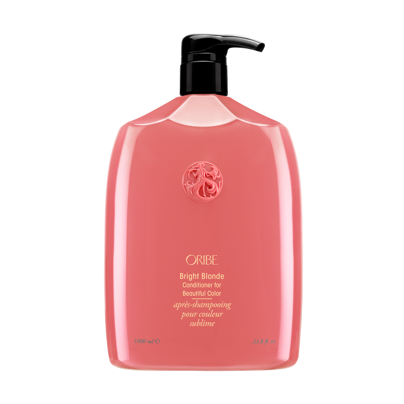 Oribe Bright Blonde Conditioner liter size for Beautiful Color for softness, brightness, and care for blonde and highlighted hair.