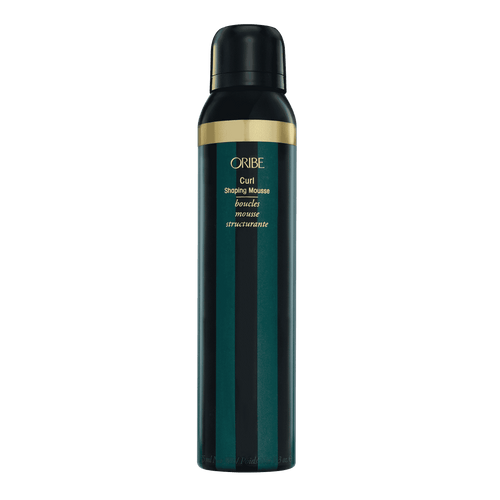 Oribe Curl Shaping Mousse 5.7 oz full size bottle in emerald green and black, front view on white
