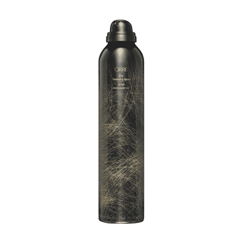 Oribe Dry Texturizing Spray standard 8.5 oz can shown upright and uncapped with the spray actuator exposed