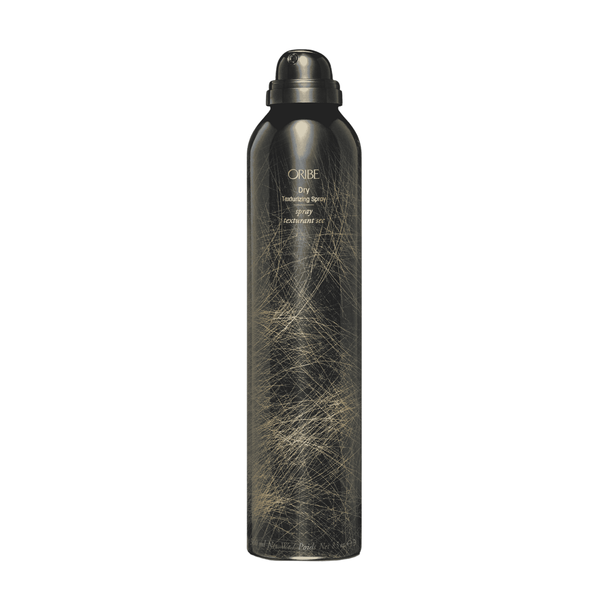 Oribe Dry Texturizing Spray standard 8.5 oz can shown upright and uncapped with the spray actuator exposed