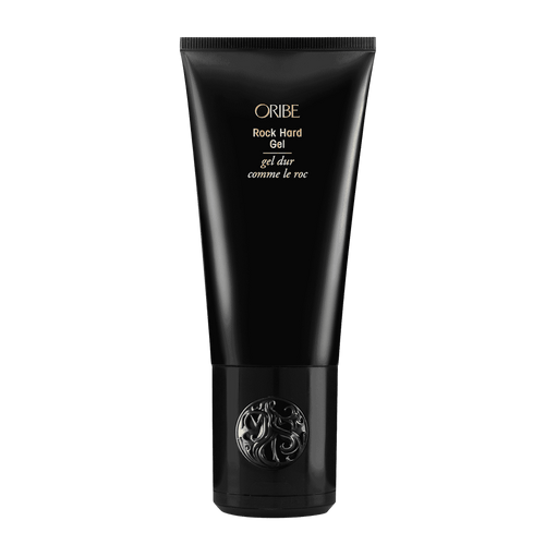 Oribe Rock Hard Gel full size 3.4 oz black tube with gold lettering, shown upright from the front