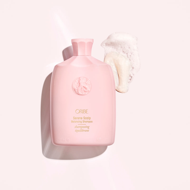 Oribe Serene Scalp Anti-Dandruff Shampoo with foaming shampoo texture
