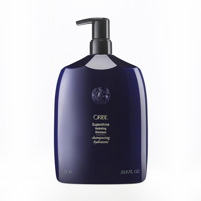 Oribe Supershine Hydrating Shampoo for soft shine and hydration — Liter (33.8 oz).