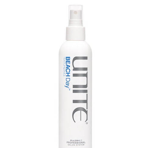 Unite - BEACH DAY white bottle non-aerosol spray top and clear lid.