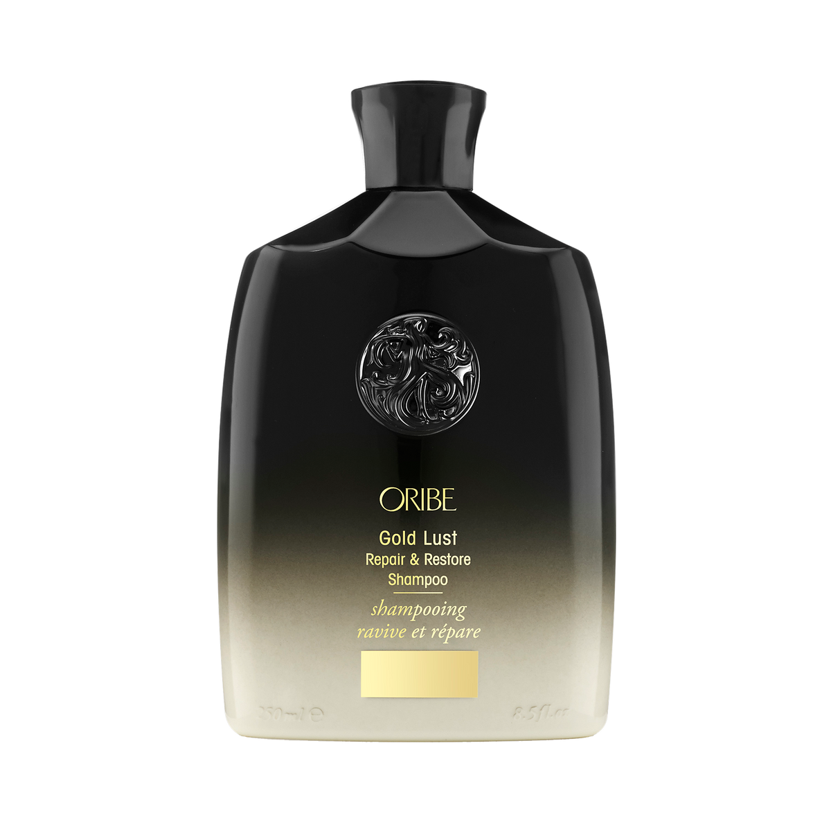 Oribe Gold Lust Repair & Restore Shampoo for damaged hair — 8.5 oz regular size.