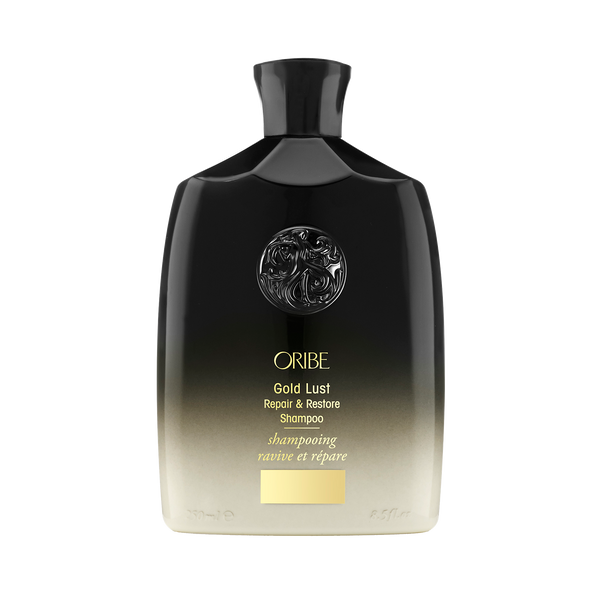 Oribe Gold Lust Repair & Restore Shampoo for damaged hair — 8.5 oz regular size.