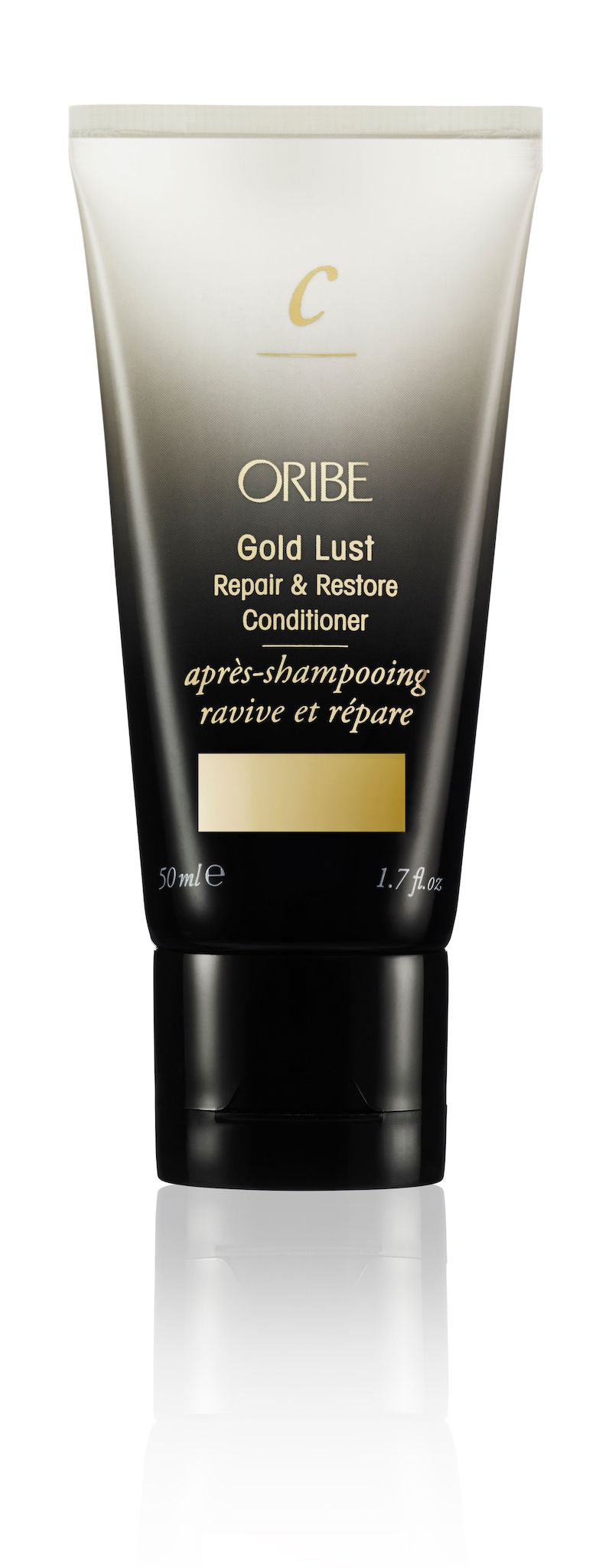 Oribe Gold Lust Repair & Restore Conditioner for damaged hair — 1.7 oz travel size.
