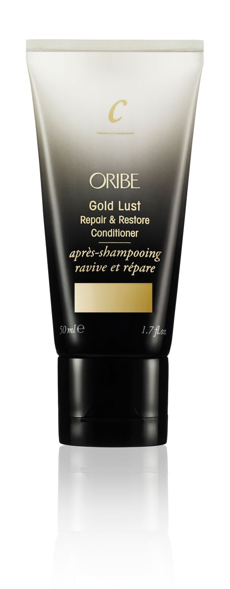 Oribe Gold Lust Repair & Restore Conditioner for damaged hair — 1.7 oz travel size.
