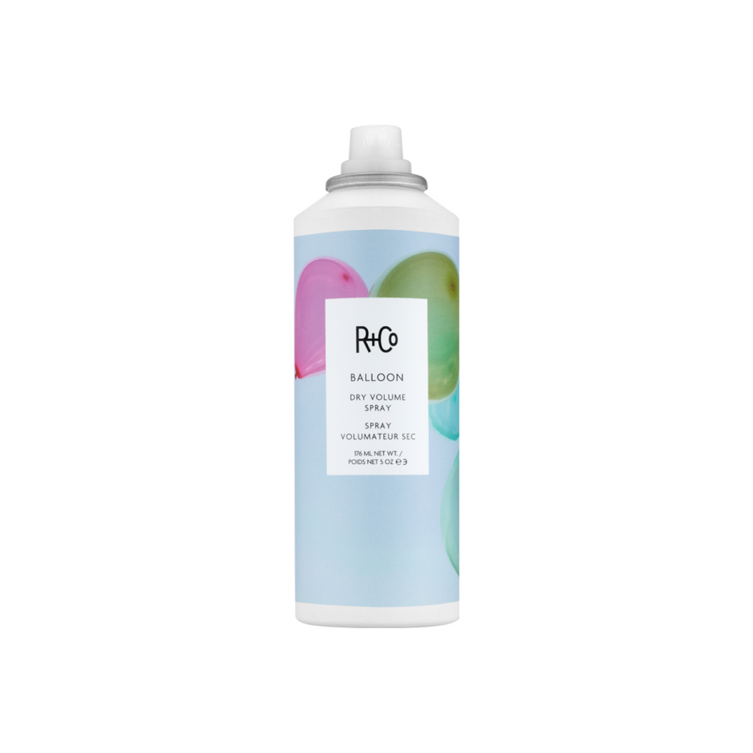 R+Co - Balloon aersol spray bottle with blue background with balloon graphics
