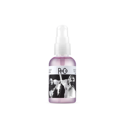 R+Co - Oil bottle clear plastic with light purple tinted oil and squirt top