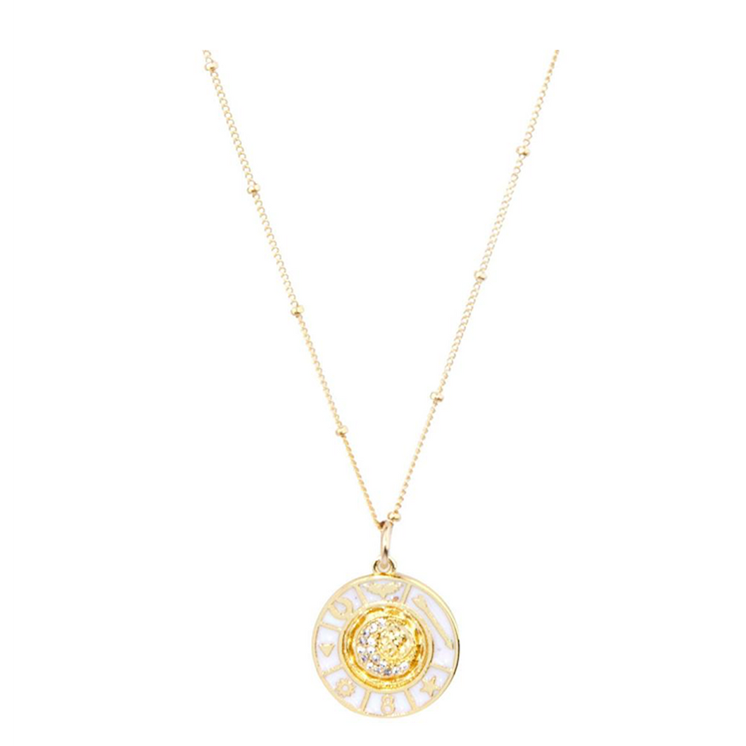 Necklace - Zodiac Enamel Pendant Necklace in Gold