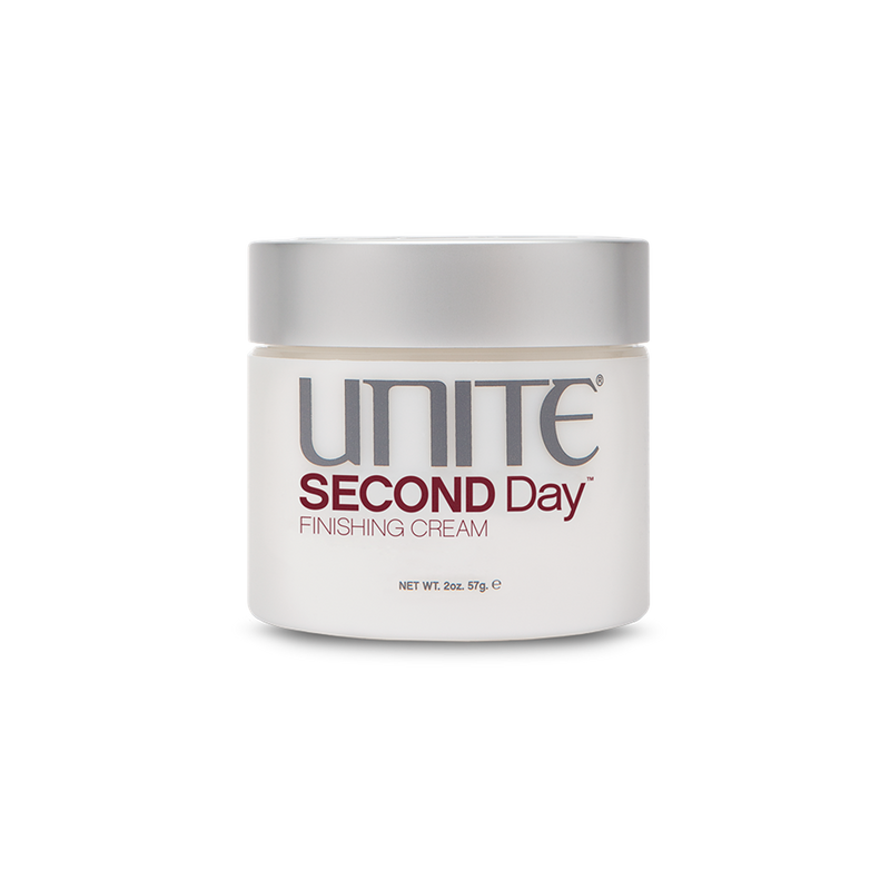 Unite - SECOND DAY finishing cream circular white 2 oz. jar with twist top lid.