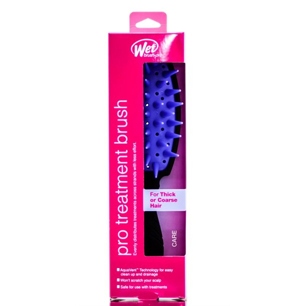 Pro Treatment Wet Brush black handle with purple spikes in a pink box