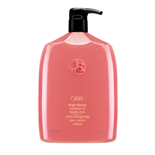 Oribe - BRIGHT BLONDE Conditioner liter sized bright pink rounded bottle with black pump top