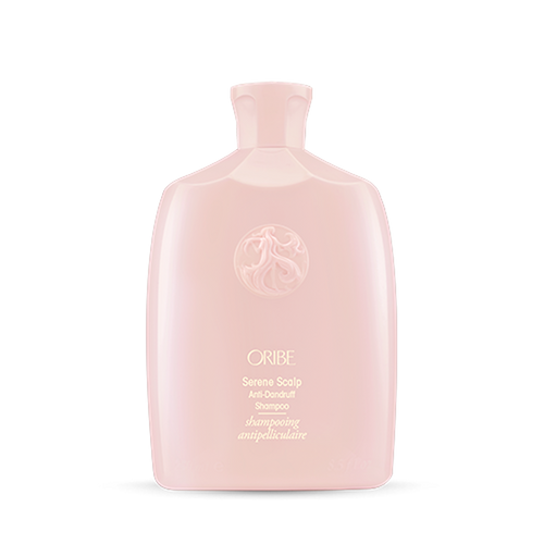 Oribe - Serene Scalp shampoo baby pink rounded bottle with gold lettering