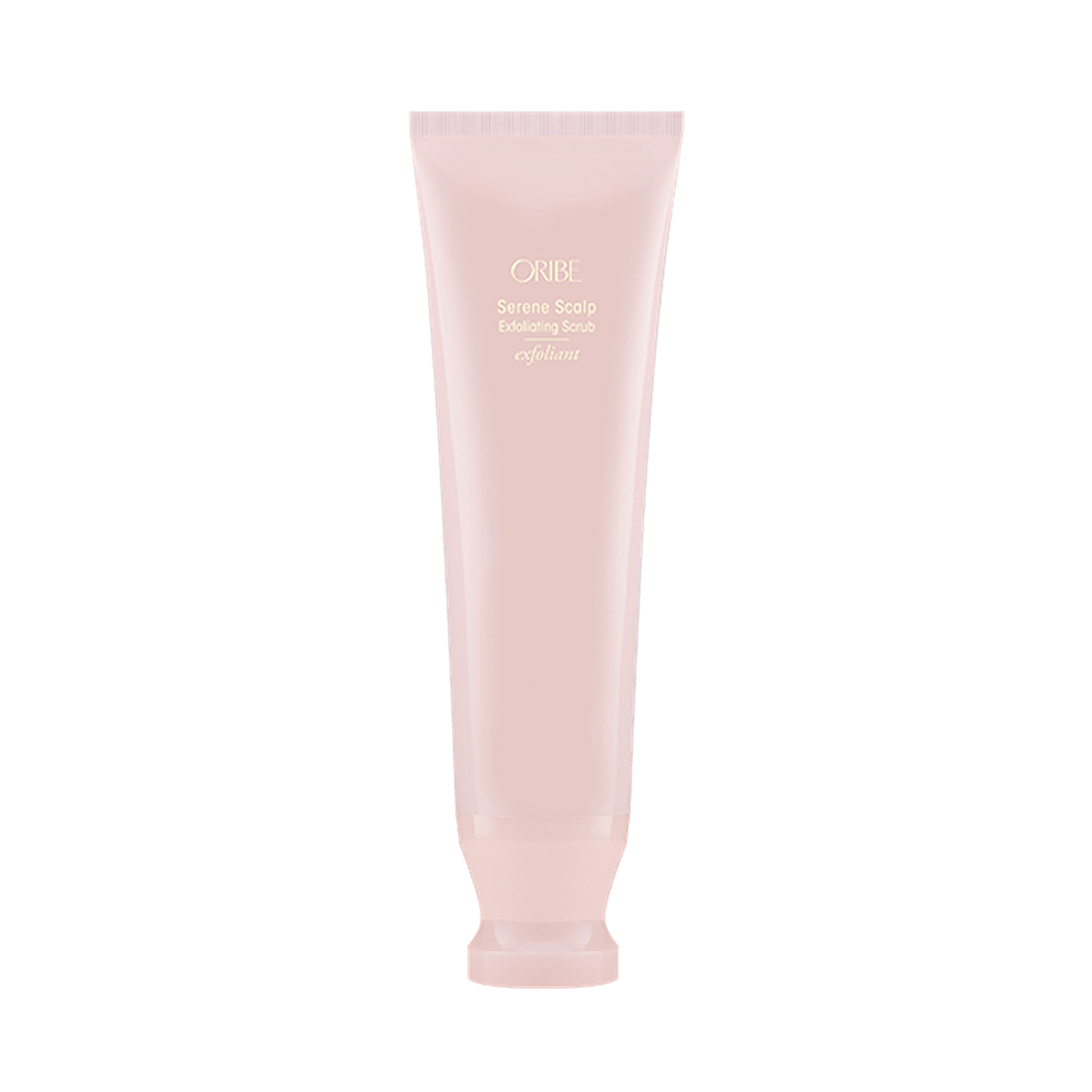 Oribe Serene Scalp Exfoliating Scrub 125 ml in a pale pink tube, shown upright from the front